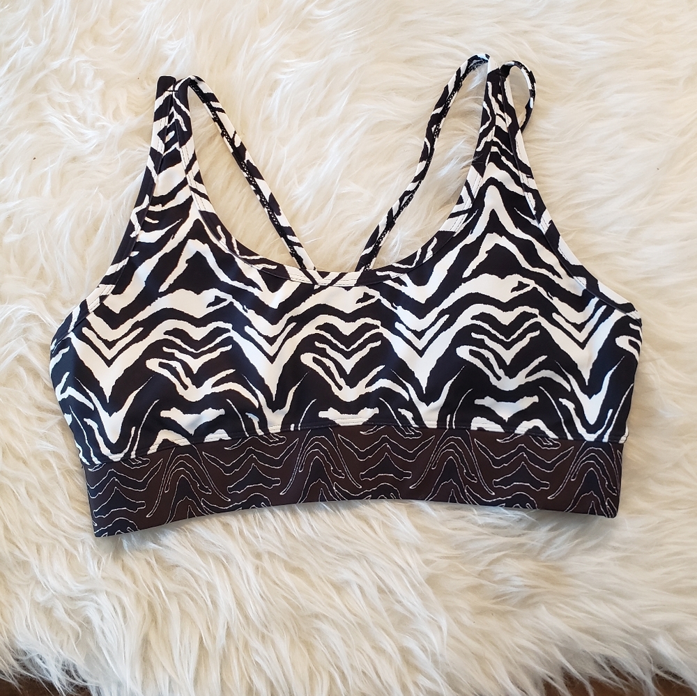Prismsport Zebra Strappy Mesh Sports Bra Large